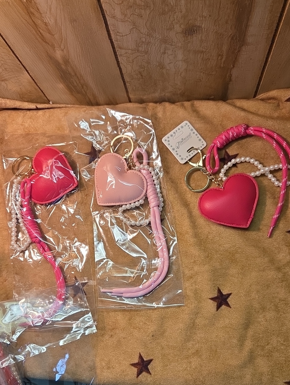 3 For 15 Heart Charm Keychain Wristlet - Pink